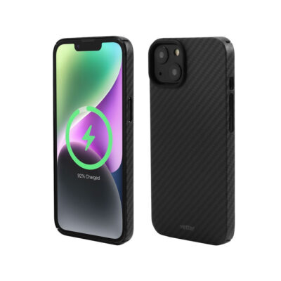 Husa iPhone 14 Plus, Clip-On MagSafe Compatible, made from Aramid Fiber, Full Cover Kevlar, Black
