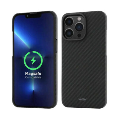 Husa iPhone 13 Pro Max, MagSafe Compatible, Kevlar, Neagra
