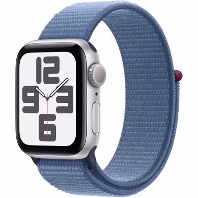 Apple Watch SE (2023), GPS, Cellular, Carcasa Silver Aluminium 40mm, Winter Blue Sport Loop